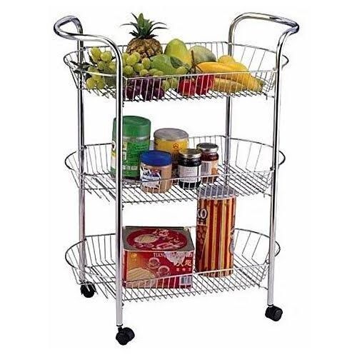 Trendy Trolley Storage Rack- Silver