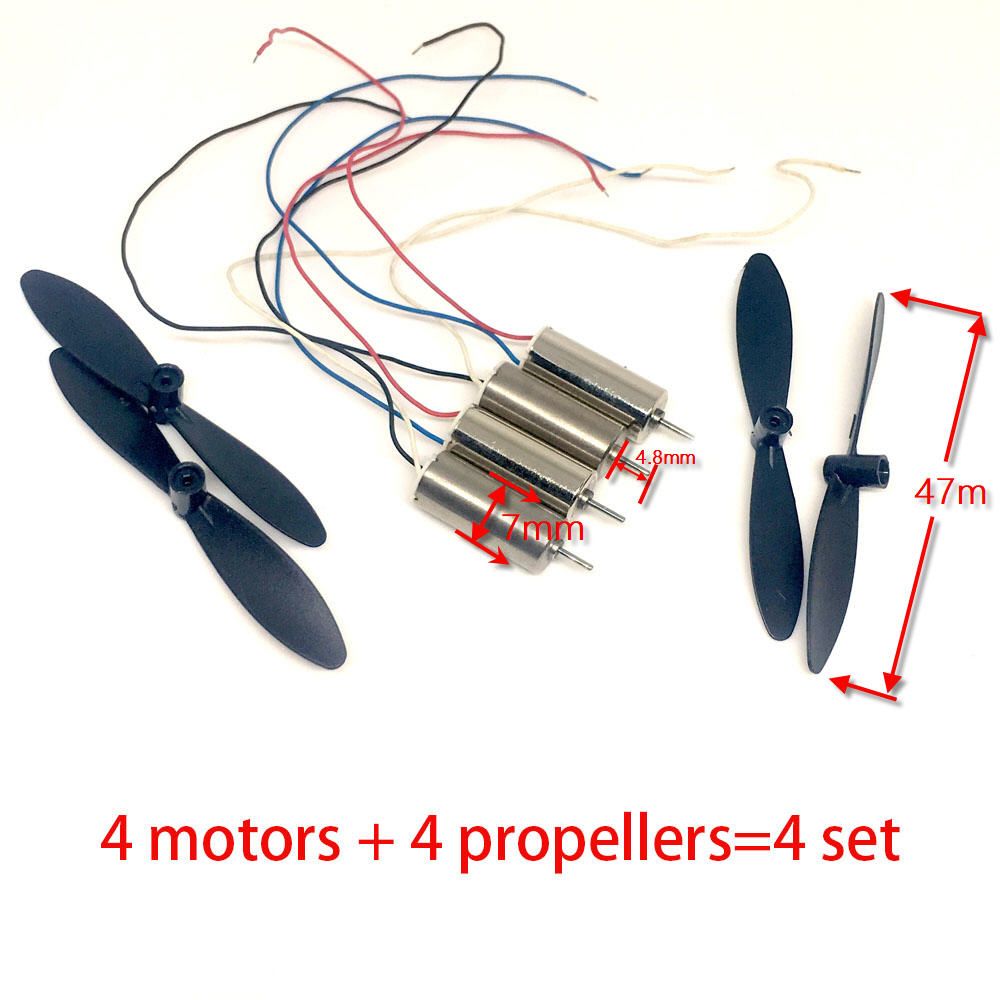 4 Sets DC 3.7V Micro 7mm*16 Motor CW/CCW Electric Motor Helicopter Propellers Coreless Motor