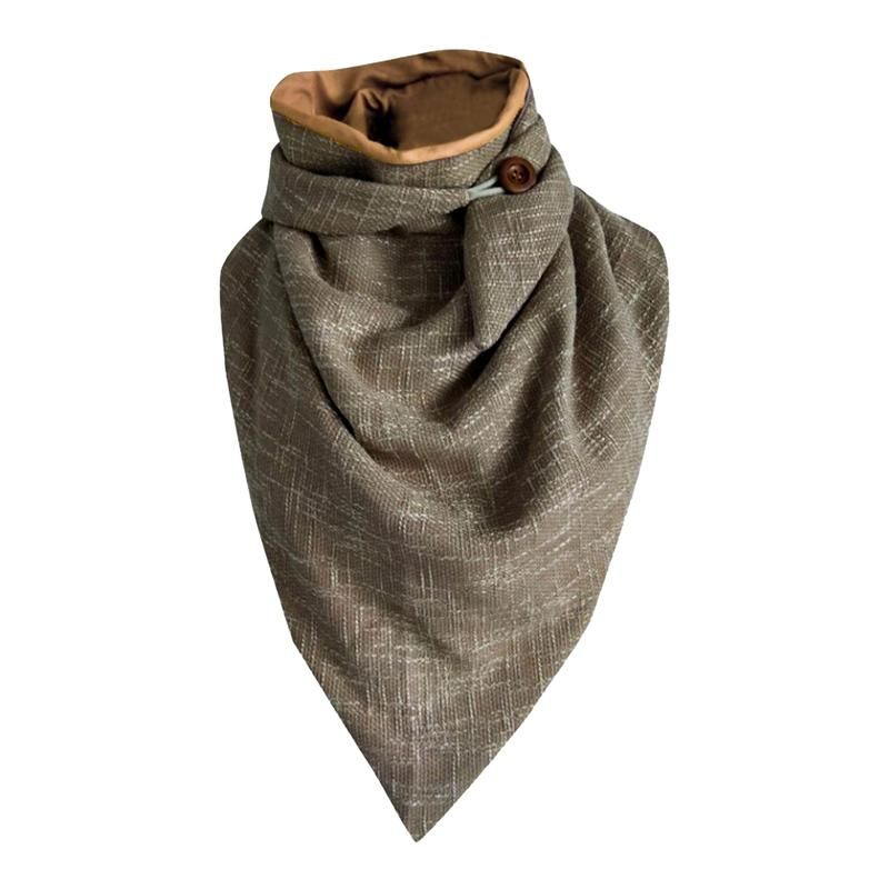 Women Autumn Winter Solid Color Button Star Soft Wrap-Black