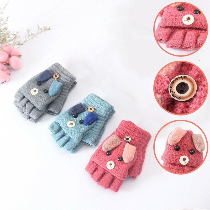 2 In 1 Gloves Boys Girls Winter Warm Combo Mittens