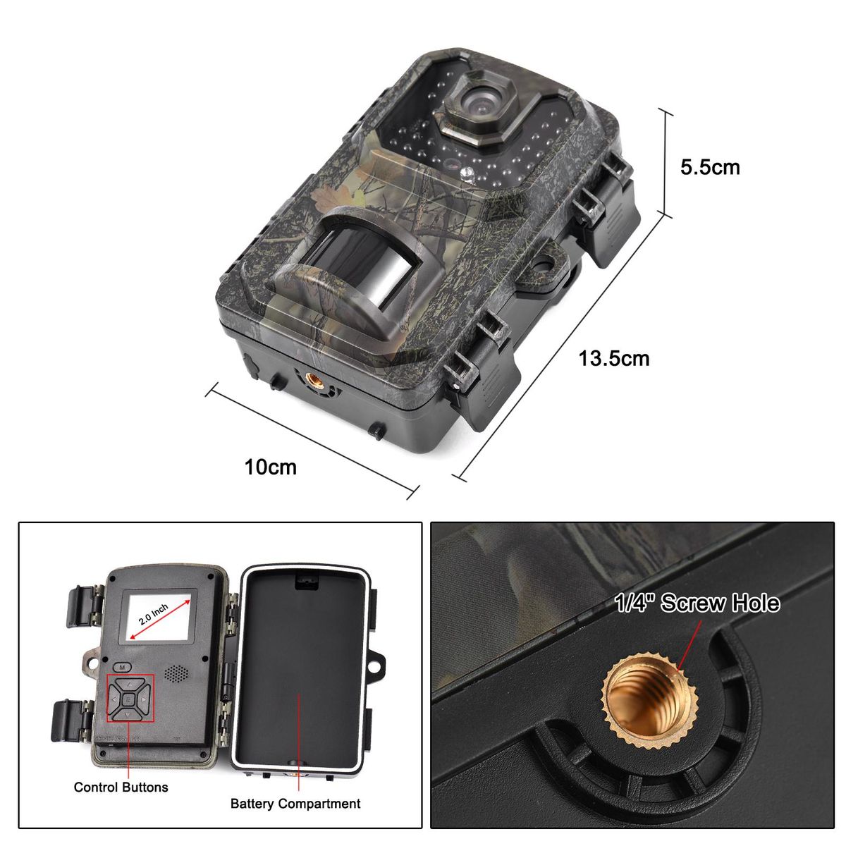 4K Trail Camera 16MP Wildlife Scouting Camera Tracking Camera with 2.0 Inch TFT Color Screen 0.5s Trigger Time Supports Infrared Night Vision Motion Activated IP66 Waterproof