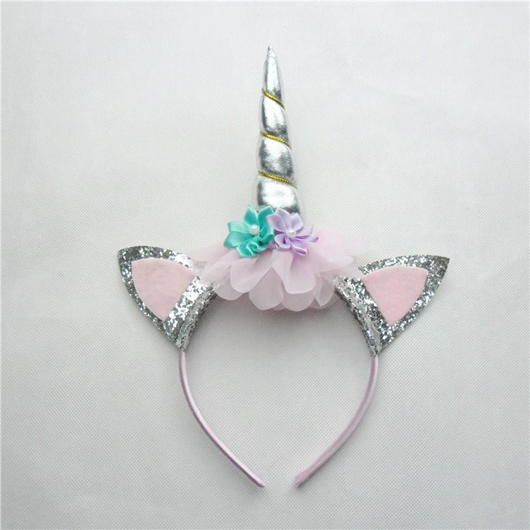 GIRL  UNICORN HEADBAND / ALICE BAND - SILVER