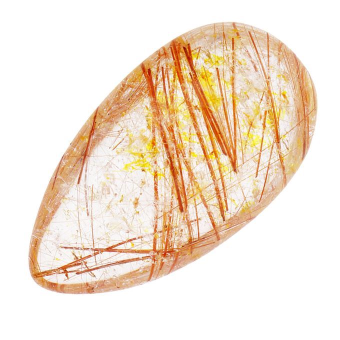 Natural Gold Rutilated Quartz Crystal Pendant Feng Shui Stone Home