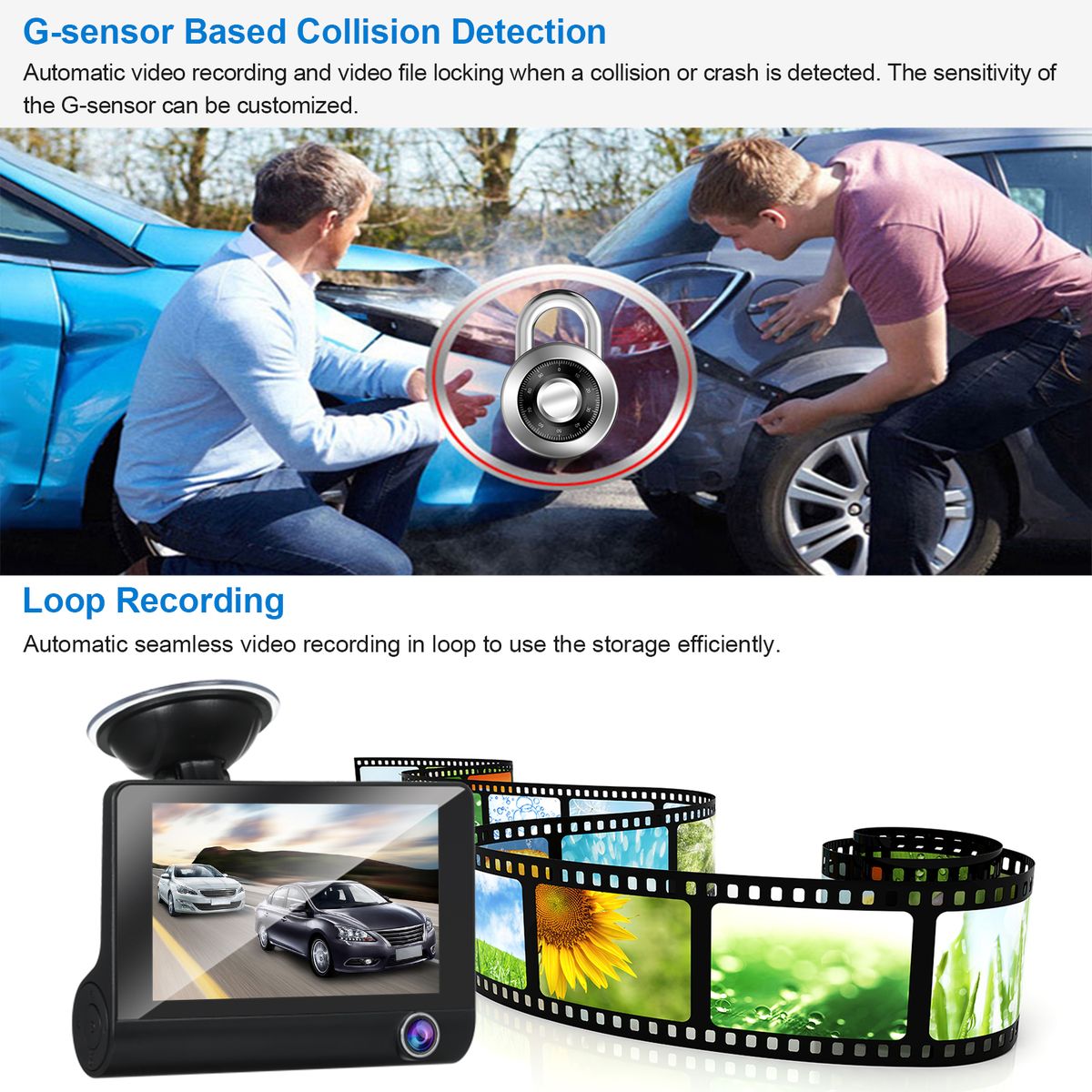 Driving Recorder 1080P Full HD Front And Rear Dual Dash Cam 8G-32G