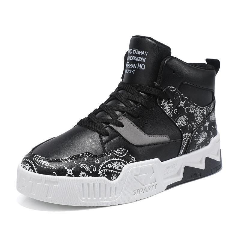 Men's skate shoes high top height increasing shoes Black