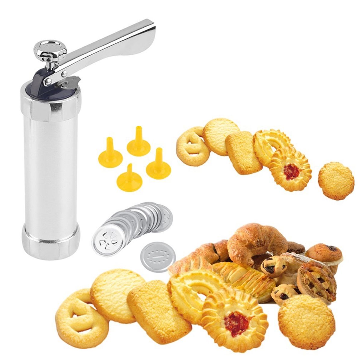 Cookie Press Gun Kit Pastry Press Set With 20 Discs And 4