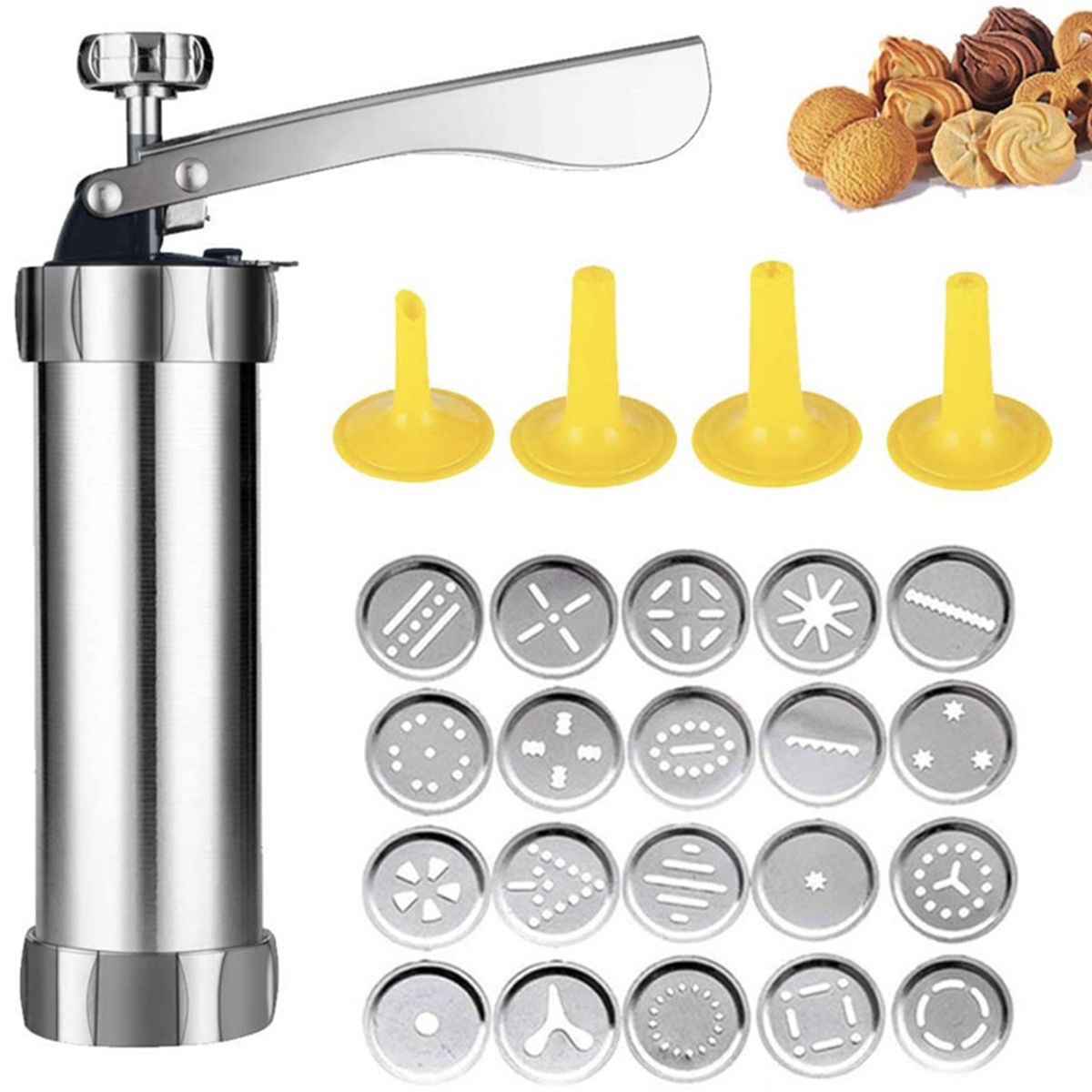 Cookie Press Gun Kit Pastry Press Set With 20 Discs And 4