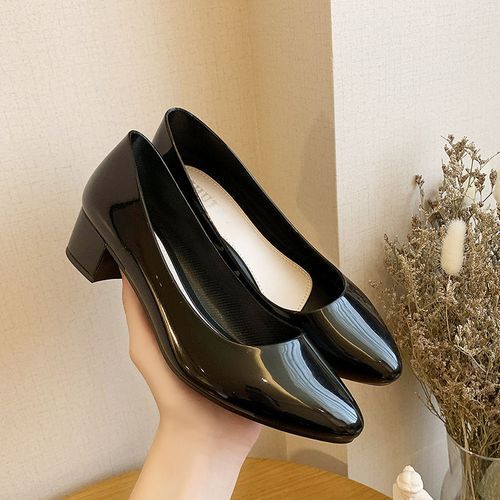 Women's Formal Shoes Mid Heel PU Leather Shoes Lady Pumps
