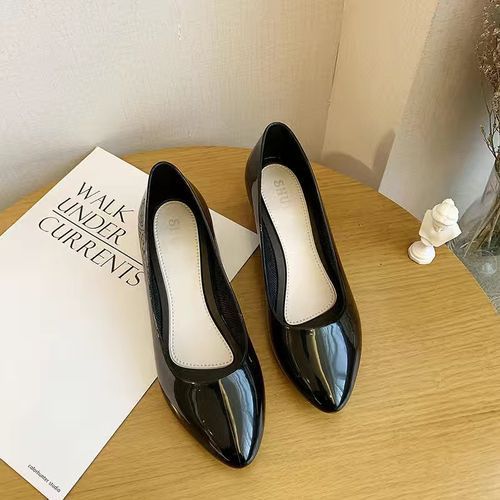 Women's Formal Shoes Mid Heel PU Leather Shoes Lady Pumps