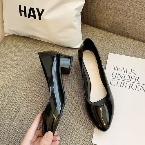 Women's Formal Shoes Mid Heel PU Leather Shoes Lady Pumps