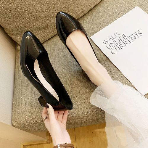 Women's Formal Shoes Mid Heel PU Leather Shoes Lady Pumps