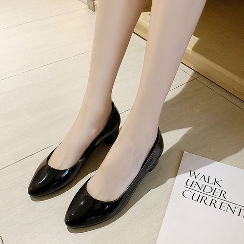 Women's Formal Shoes Mid Heel PU Leather Shoes Lady Pumps