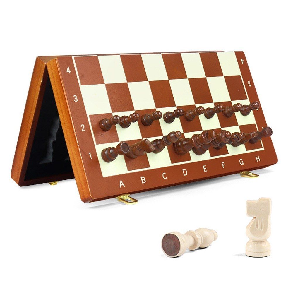Magnetic Wooden Chess Board Set Portable 15.6x15.6 Inch
