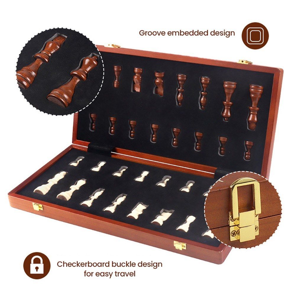 Magnetic Wooden Chess Board Set Portable 15.6x15.6 Inch