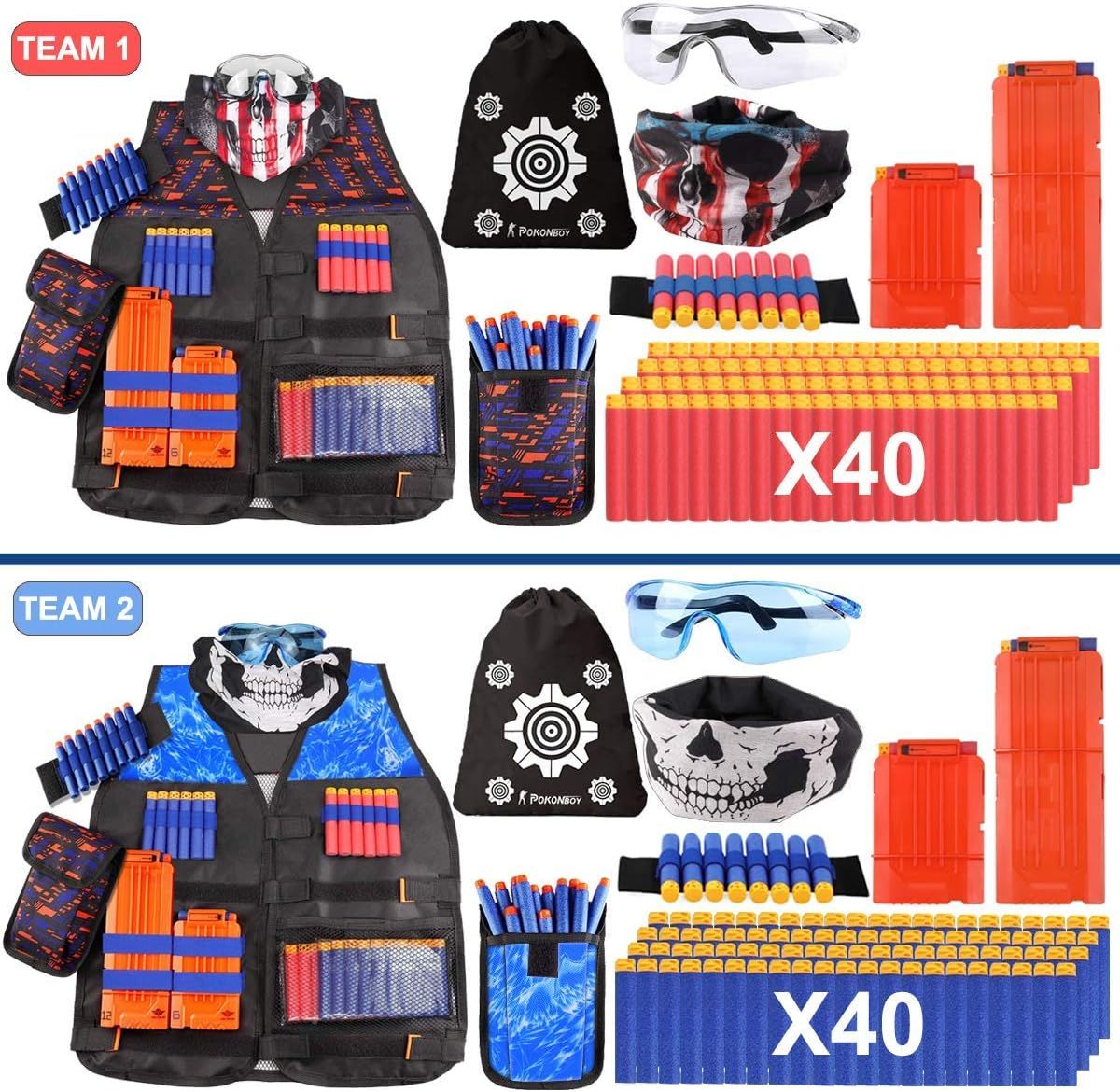 2 Sets Tactical Dress Vest Kit For Nerf Guns N-Strike Elite Series With 80 Bullets Refill Darts