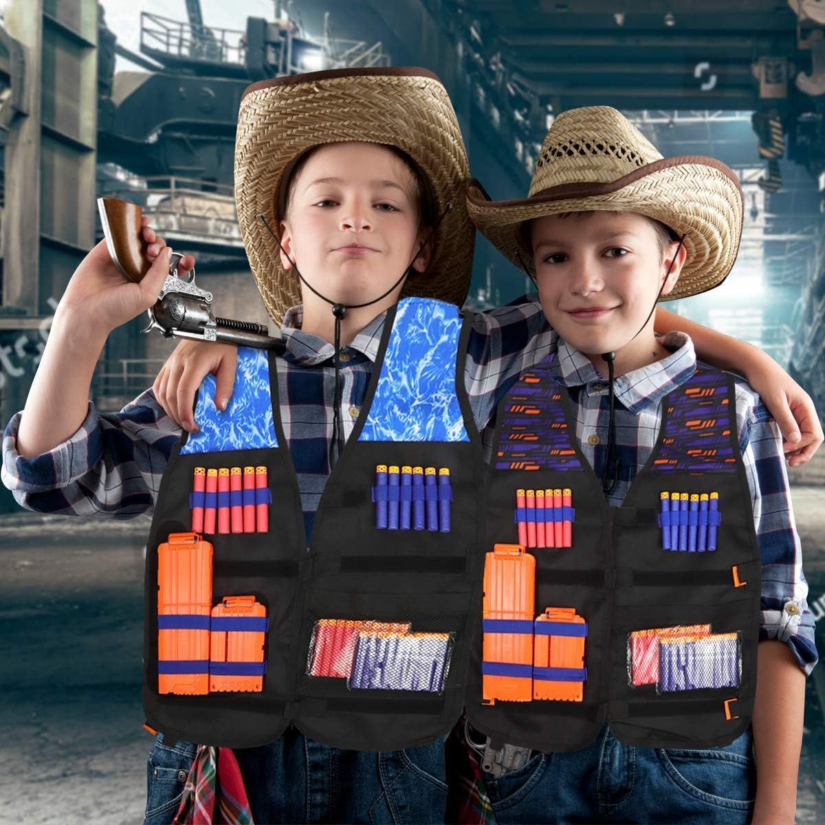 2 Sets Tactical Dress Vest Kit For Nerf Guns N-Strike Elite Series With 80 Bullets Refill Darts