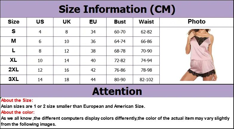 2 Pieces Women Lace Sexy Nightwear Suit Homewear Gown-Black