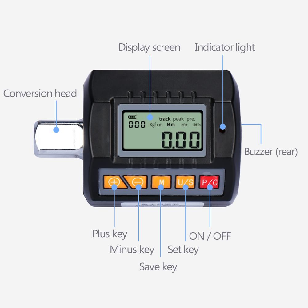 Adjustable LCD Display Screen 1/2 1/4 3/8inch Digital Torque Wrench Meter Professional Electronic Torque Meter Utility Bicycle Car Repairing Tool