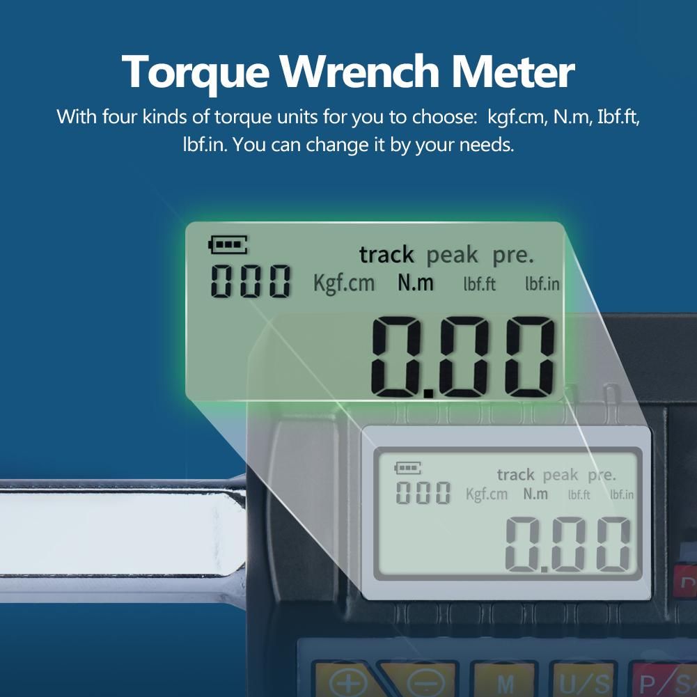 Adjustable LCD Display Screen 1/2 1/4 3/8inch Digital Torque Wrench Meter Professional Electronic Torque Meter Utility Bicycle Car Repairing Tool