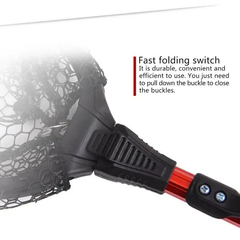 80cm Aluminum Alloy Retractable Fishing Net Telescoping Foldable Landing Net Pole Folding Landing Net For Fly Fishing