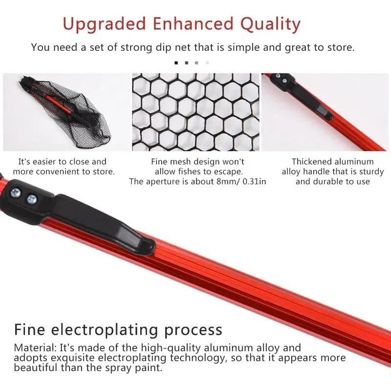 80cm Aluminum Alloy Retractable Fishing Net Telescoping Foldable Landing Net Pole Folding Landing Net For Fly Fishing
