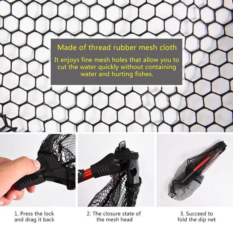 80cm Aluminum Alloy Retractable Fishing Net Telescoping Foldable Landing Net Pole Folding Landing Net For Fly Fishing