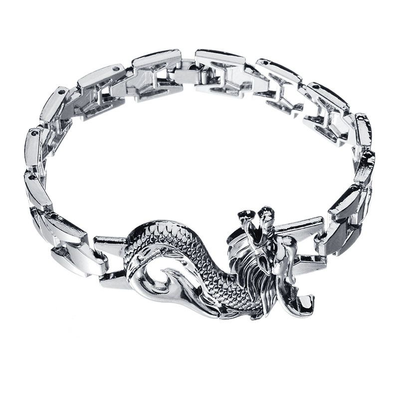 Mens Hip Hop Bracelet Steel Dragon Link Chain Jewelry