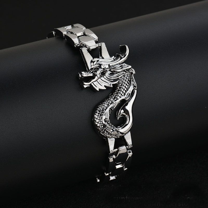 Mens Hip Hop Bracelet Steel Dragon Link Chain Jewelry