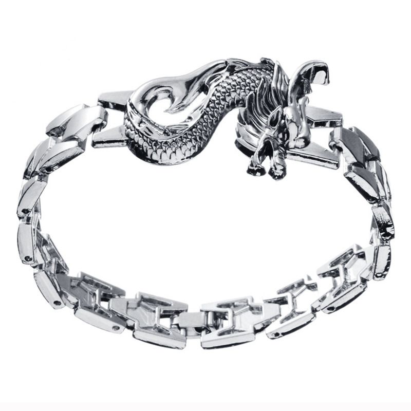 Mens Hip Hop Bracelet Steel Dragon Link Chain Jewelry