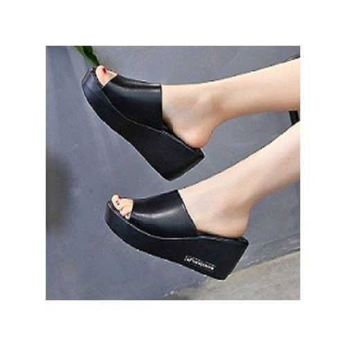 Ladies Simple Platform High Heel  Wedge Casual Slippers