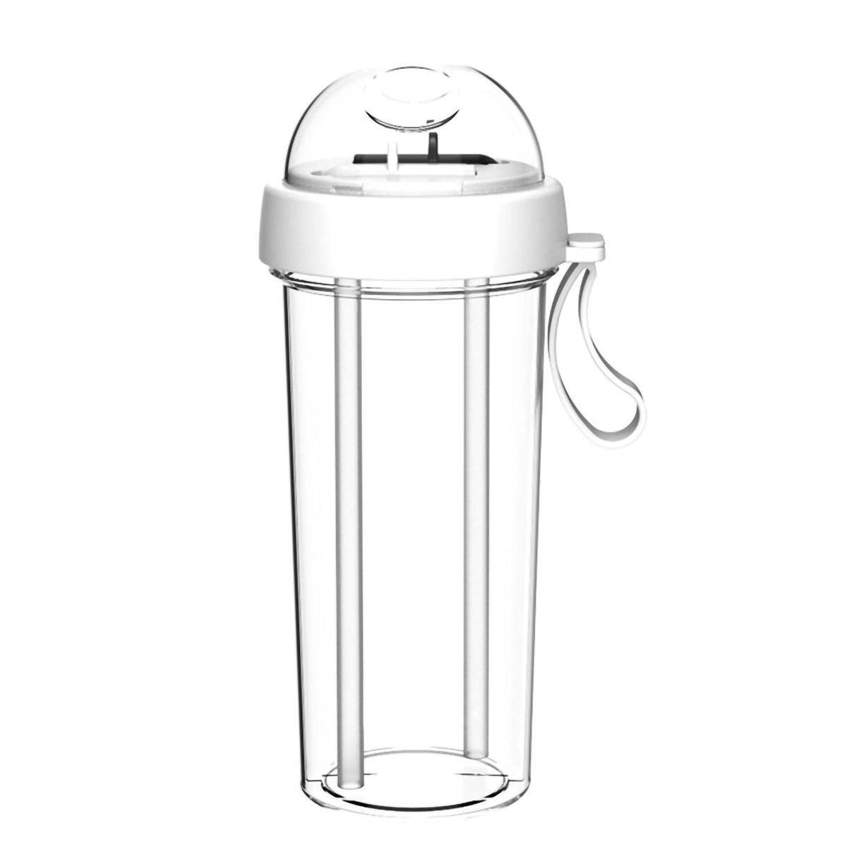 420/600ml Portable Dual Straw Separate Drink Water-White