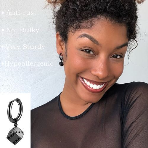 Black Cross Earrings For Men, 28 Pieces Stainless Steel Long
