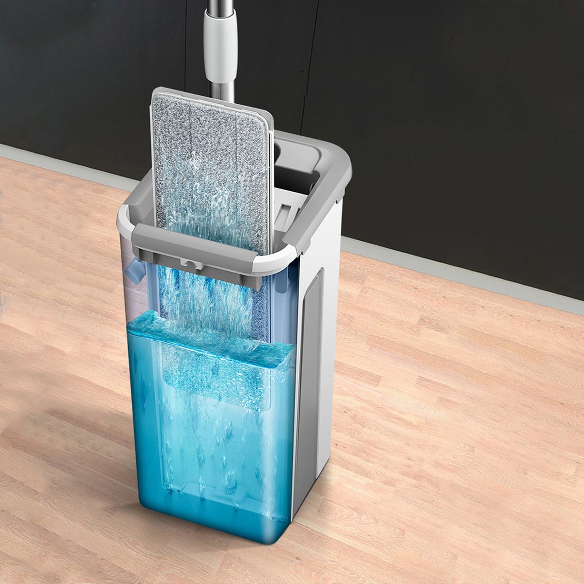 Microfiber Mop With Bucket Floor Cleaning Squeeze Hand Free