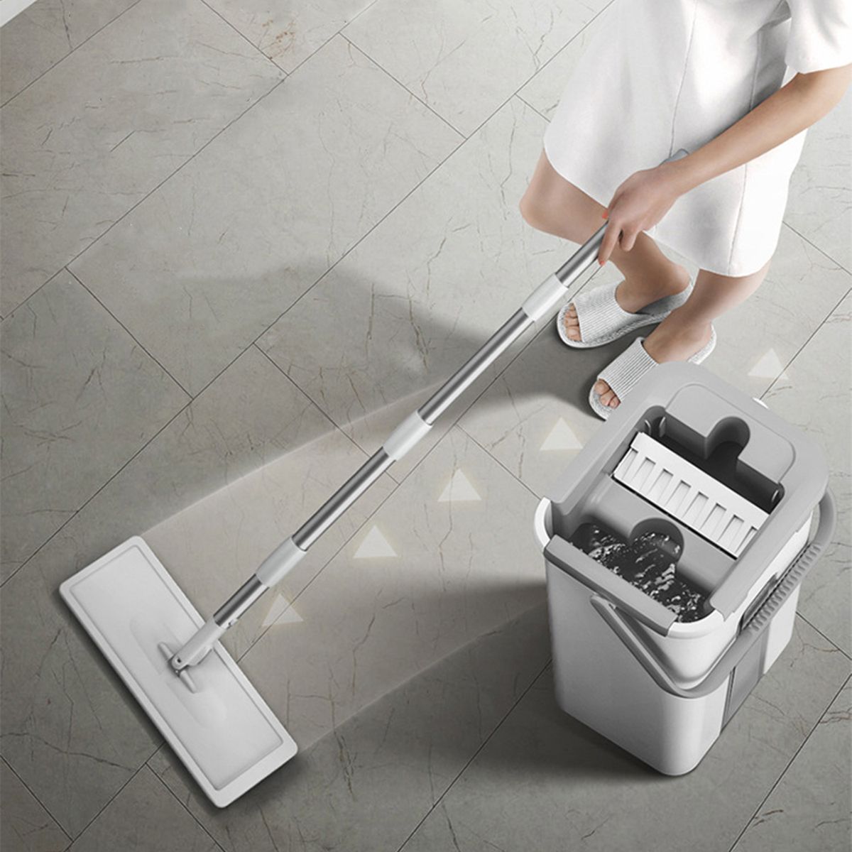 Microfiber Mop With Bucket Floor Cleaning Squeeze Hand Free
