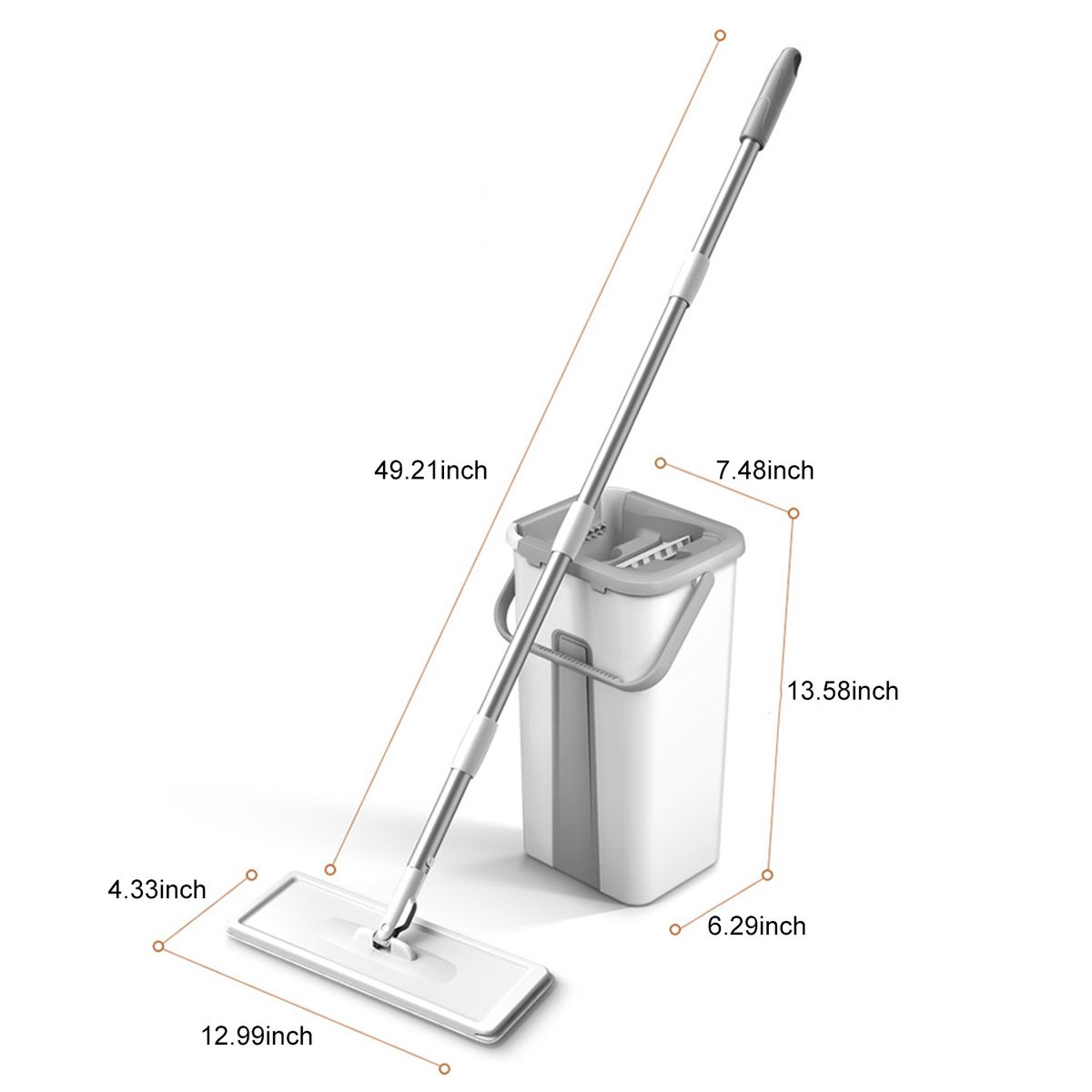 Microfiber Mop With Bucket Floor Cleaning Squeeze Hand Free