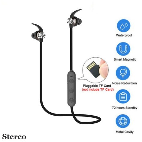 In-ear Neckband Mic Tf Card Support Magnetic Earphones
