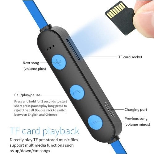 In-ear Neckband Mic Tf Card Support Magnetic Earphones