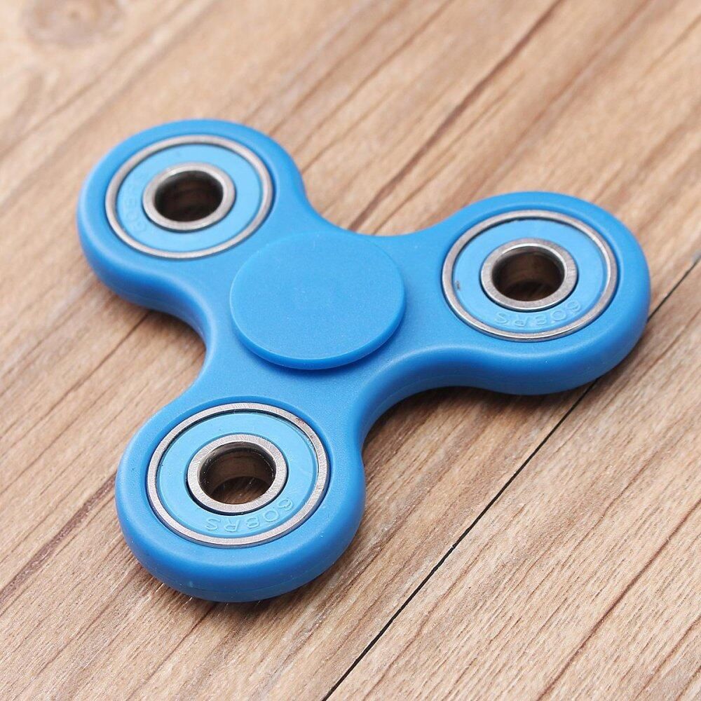 Hand Spinner Tri Fidget Ceramic Ball Desk Toy EDC Stocking Stuffer Kids Adult Blue Blue