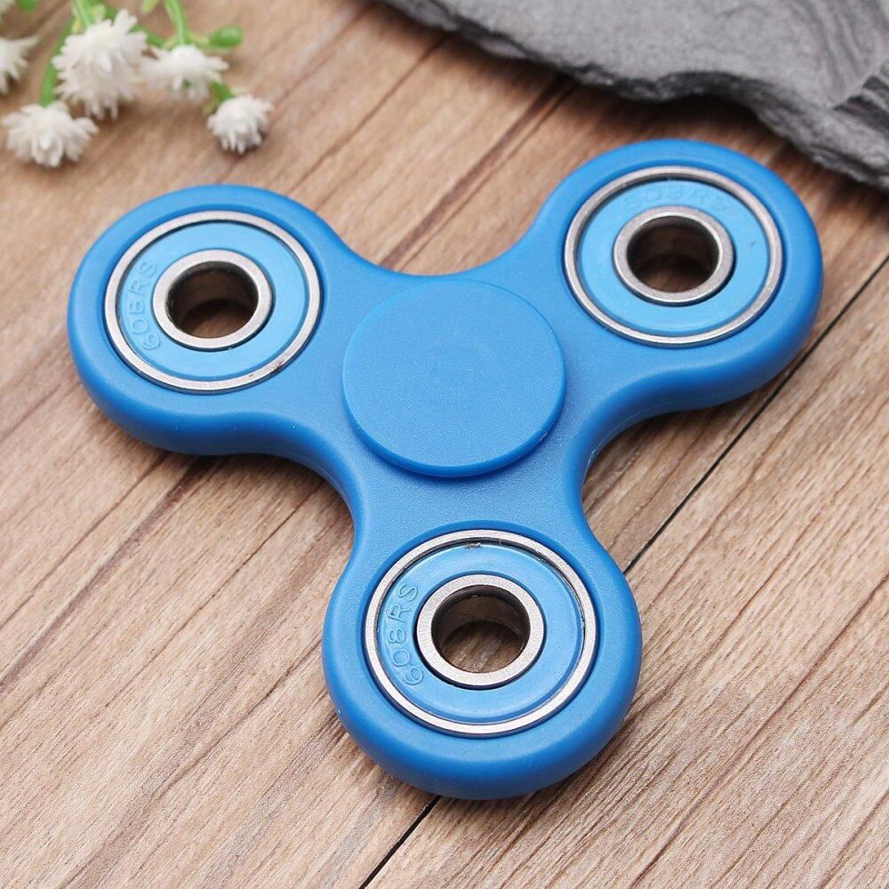 Hand Spinner Tri Fidget Ceramic Ball Desk Toy EDC Stocking Stuffer Kids Adult Blue Blue