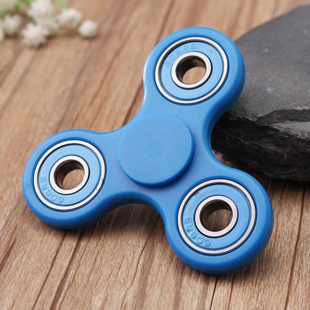 Hand Spinner Tri Fidget Ceramic Ball Desk Toy EDC Stocking Stuffer Kids Adult Blue Blue