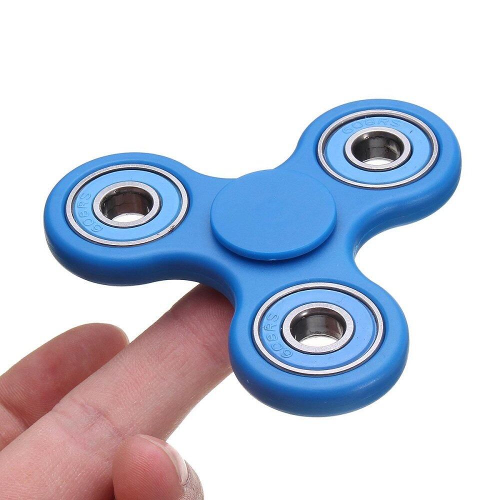 Hand Spinner Tri Fidget Ceramic Ball Desk Toy EDC Stocking Stuffer Kids Adult Blue Blue
