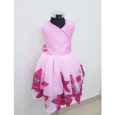 Girls Ankara Pattern Dress - Pink