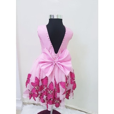Girls Ankara Pattern Dress - Pink