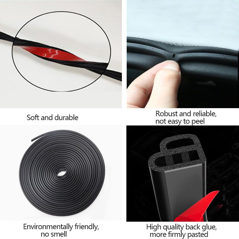 Car Door Seal Strip Rubber Soundproof Dustproof Sealing Sticker Weather Stripping Noise Reduction Universal For Full Car Body-Fillers, Adhesives