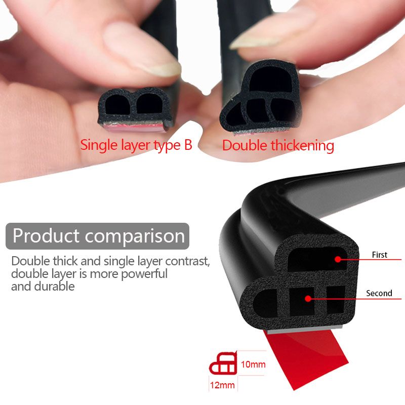 Car Door Seal Strip Rubber Soundproof Dustproof Sealing Sticker Weather Stripping Noise Reduction Universal For Full Car Body-Fillers, Adhesives