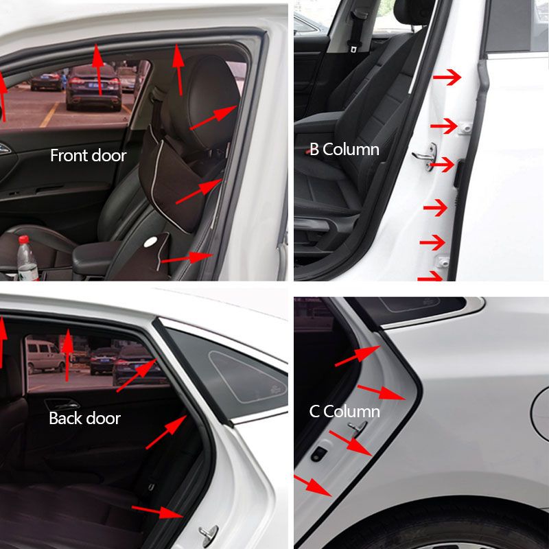 Car Door Seal Strip Rubber Soundproof Dustproof Sealing Sticker Weather Stripping Noise Reduction Universal For Full Car Body-Fillers, Adhesives