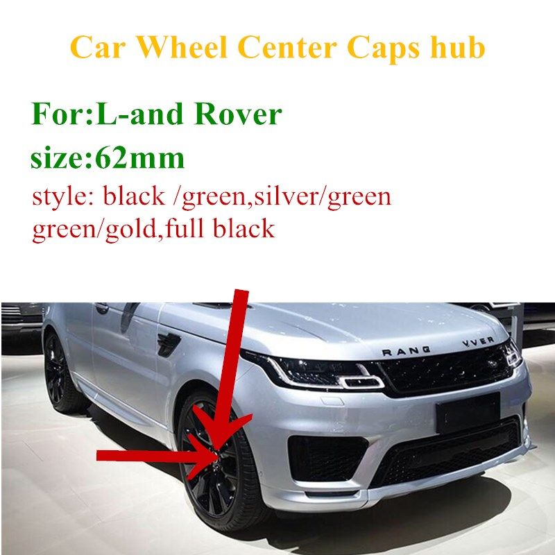 20x Black/green Range Rover 62mm Wheel Hub Center Logo Cap