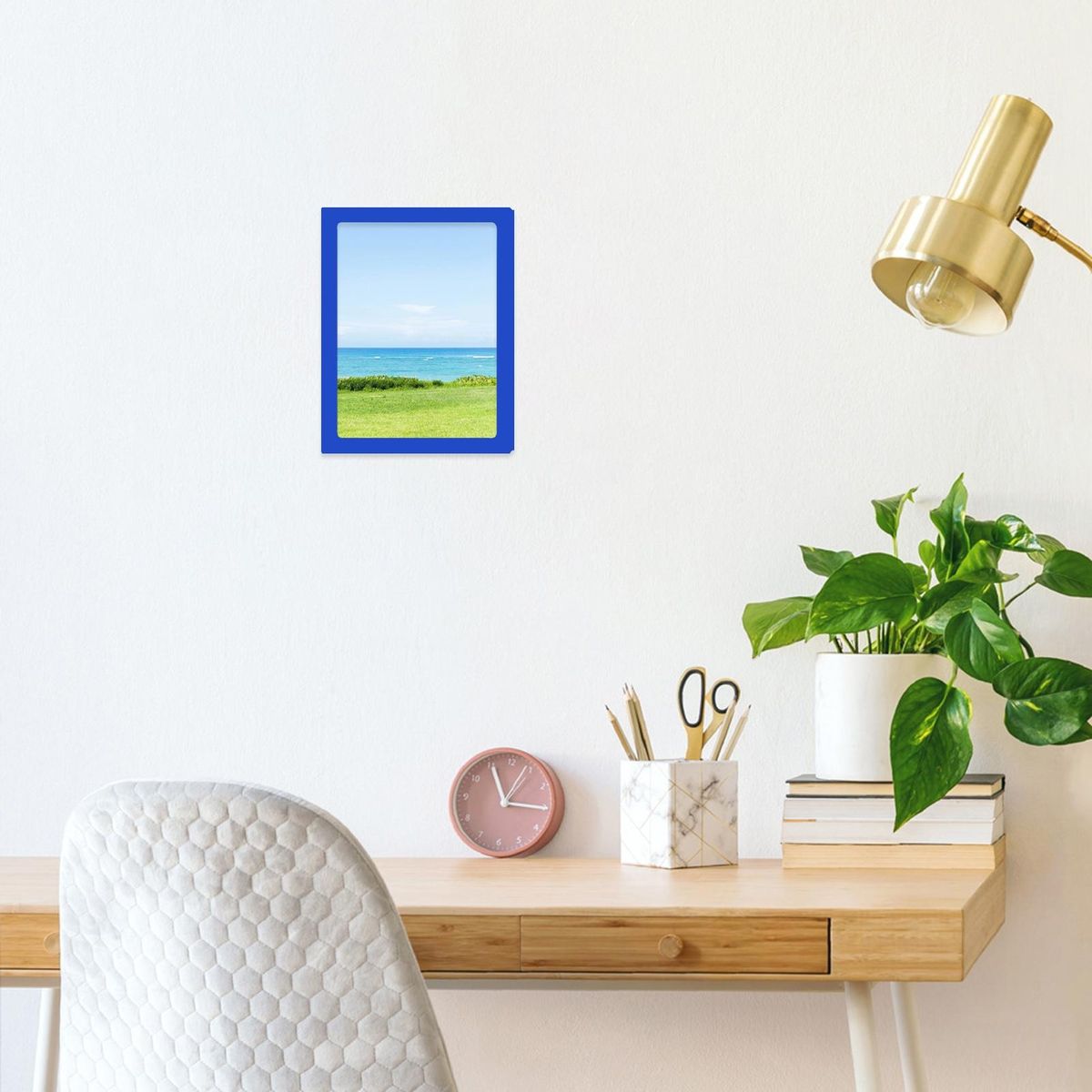 2Pcs Photo Frame Magnetic Frame Ornament Decor Blue
