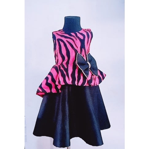 Pattern Dress For Girls - Pink