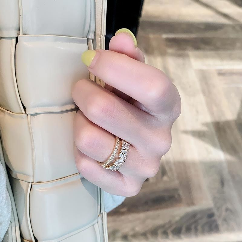 Adjustable Gold Zirconia Ring With Stones